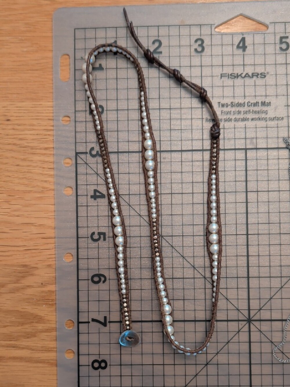 Chan Luu Brown Leather Wrap Bracelet with White Pearls - Picture 5 of 8